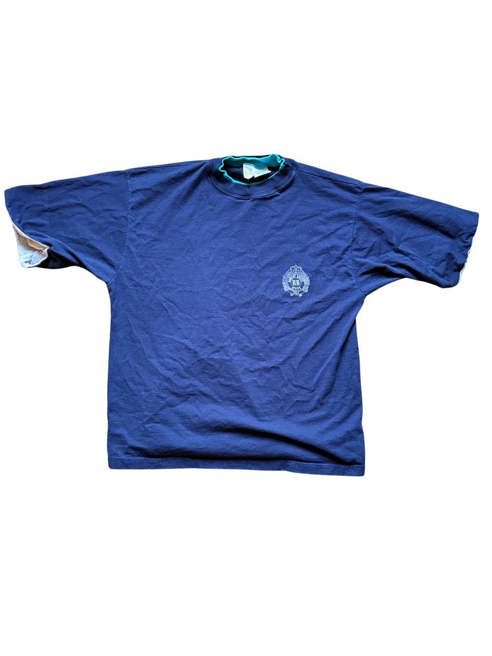 Vintage Navy Short-Sleeve Crewneck Shirt with Crest Robert Bruce